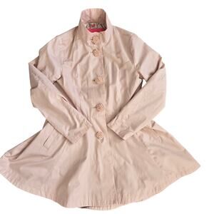 Betsey Johnson Women Soft Girl Pink Trench Coat Rose Buttons Flared Skirt Medium